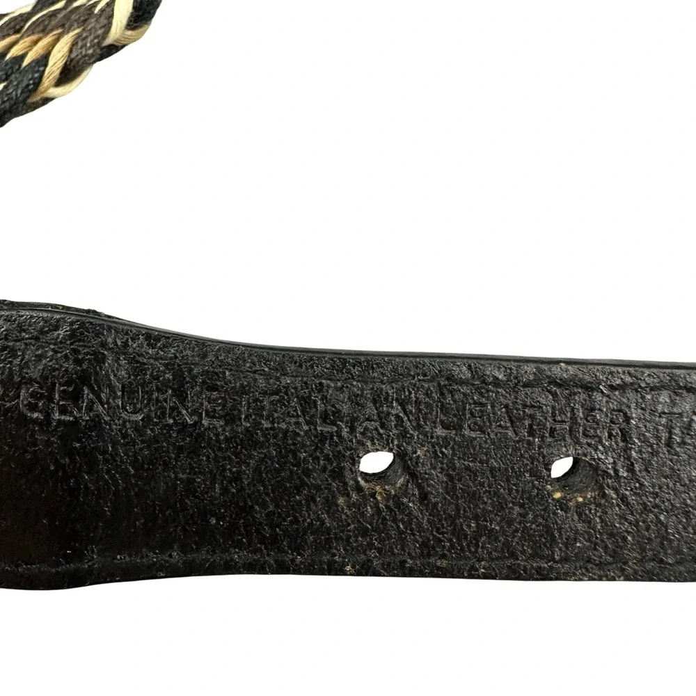Fossil braided‎ belt brass buckle leather trim